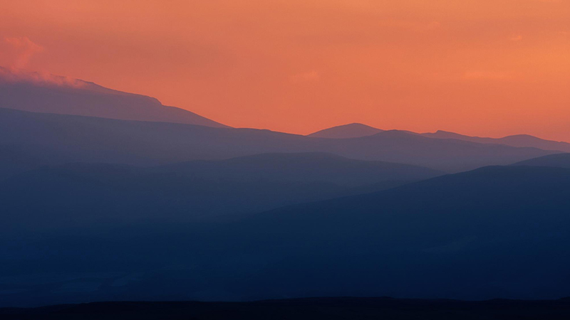 Blue Gradient Landscape with Contrasting Orange Sky - What is the Opposite Color of Blue