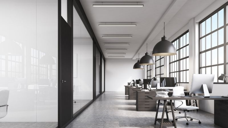 Black and white color office space example - what is the opposite color of black