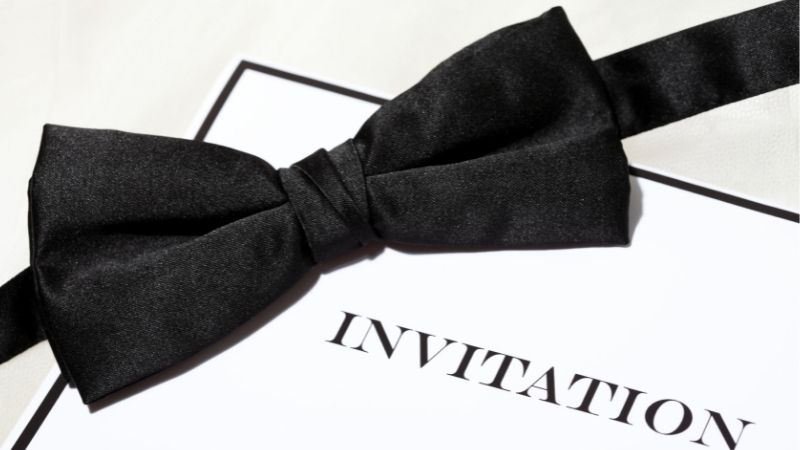 Black tie event invitation example - what is the opposite color of black