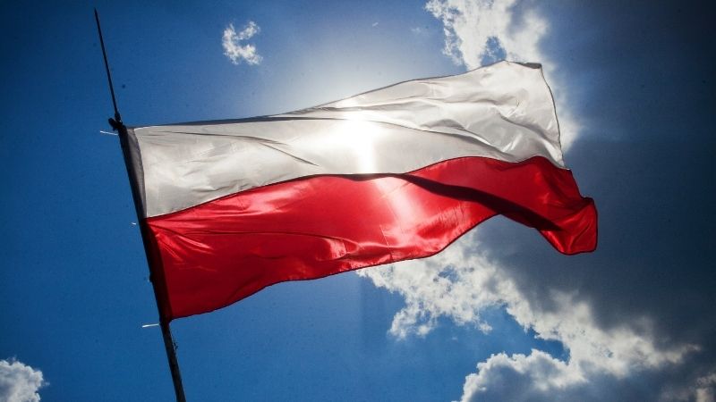 Photo of flag of Poland - What color is crimson