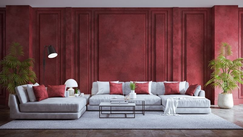 Red and green interior design example - what color is the opposite of red