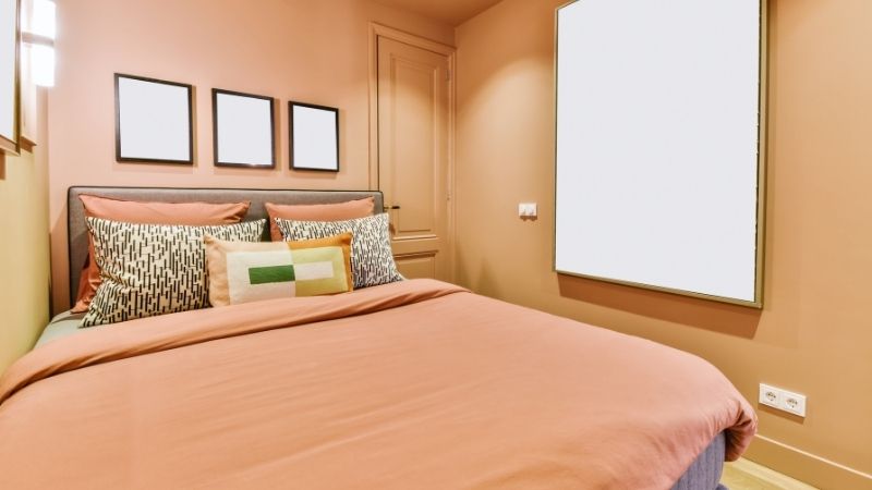 bedroom with peach tones color example - what is the meaning of the color peach