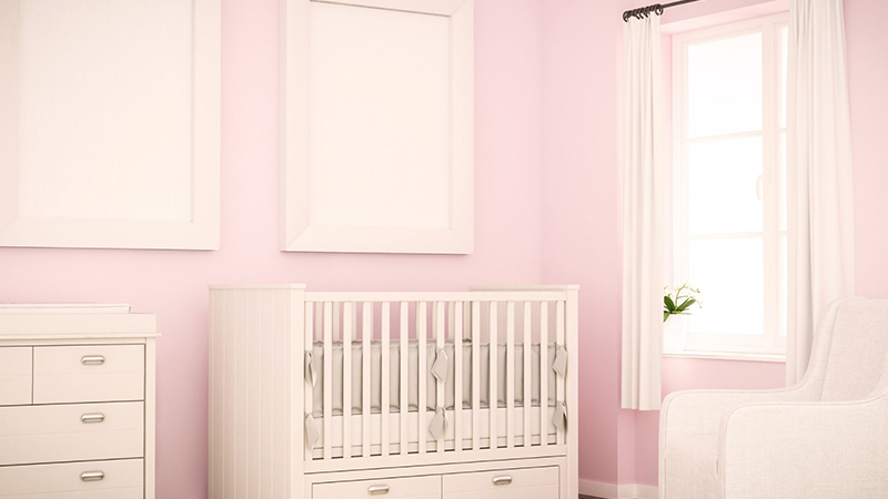 Nursery in Baby pink color example - about the color baby pink