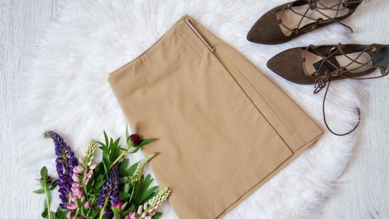 camel colored skirt