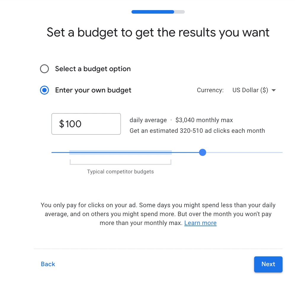 google ads campaign budget